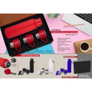 4 pc Gift Set : Insulated Steel bottle with 3 Steel cups