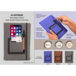 A5 Notebook with mobile pocket