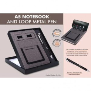Gray Notebook Gift set - Multifunction Notebook With Classy Metal Pen
